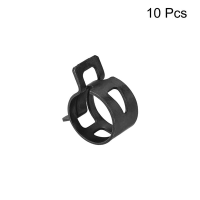 Harfington Steel Band Clamp 16mm for Fuel Line Silicone Hose Tube Spring Clips Clamp Black Manganese Steel 10Pcs