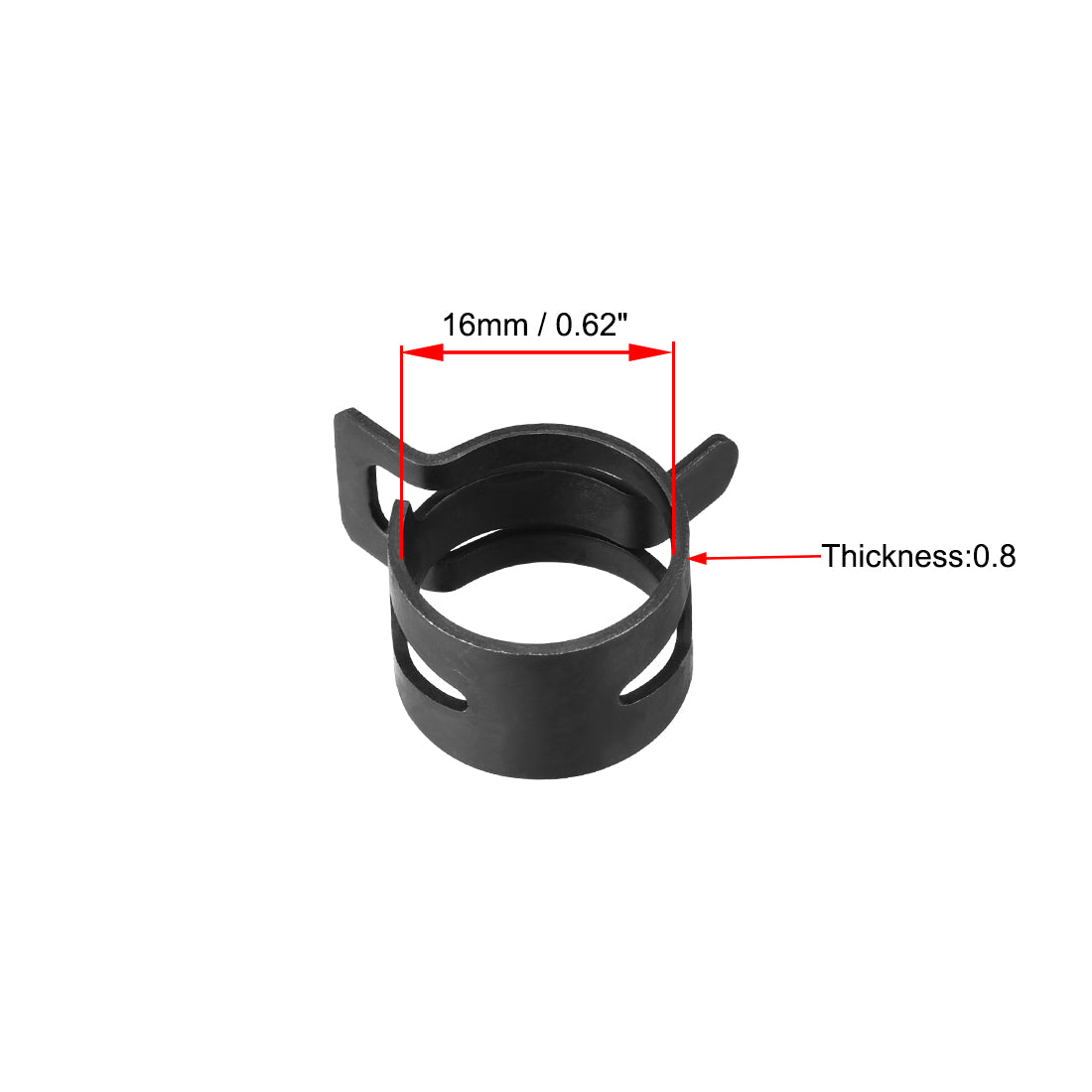 Harfington Steel Band Clamp 16mm for Fuel Line Silicone Hose Tube Spring Clips Clamp Black Manganese Steel 10Pcs