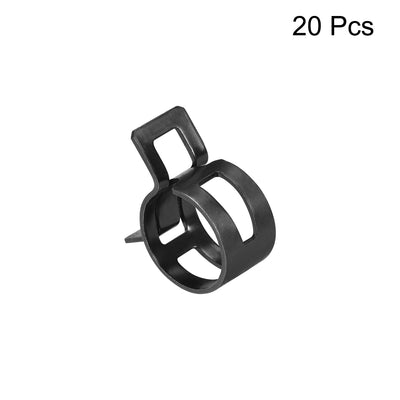 Harfington Steel Band Clamp 17mm for Fuel Line Silicone Hose Tube Spring Clips Clamp Black Manganese Steel 20Pcs