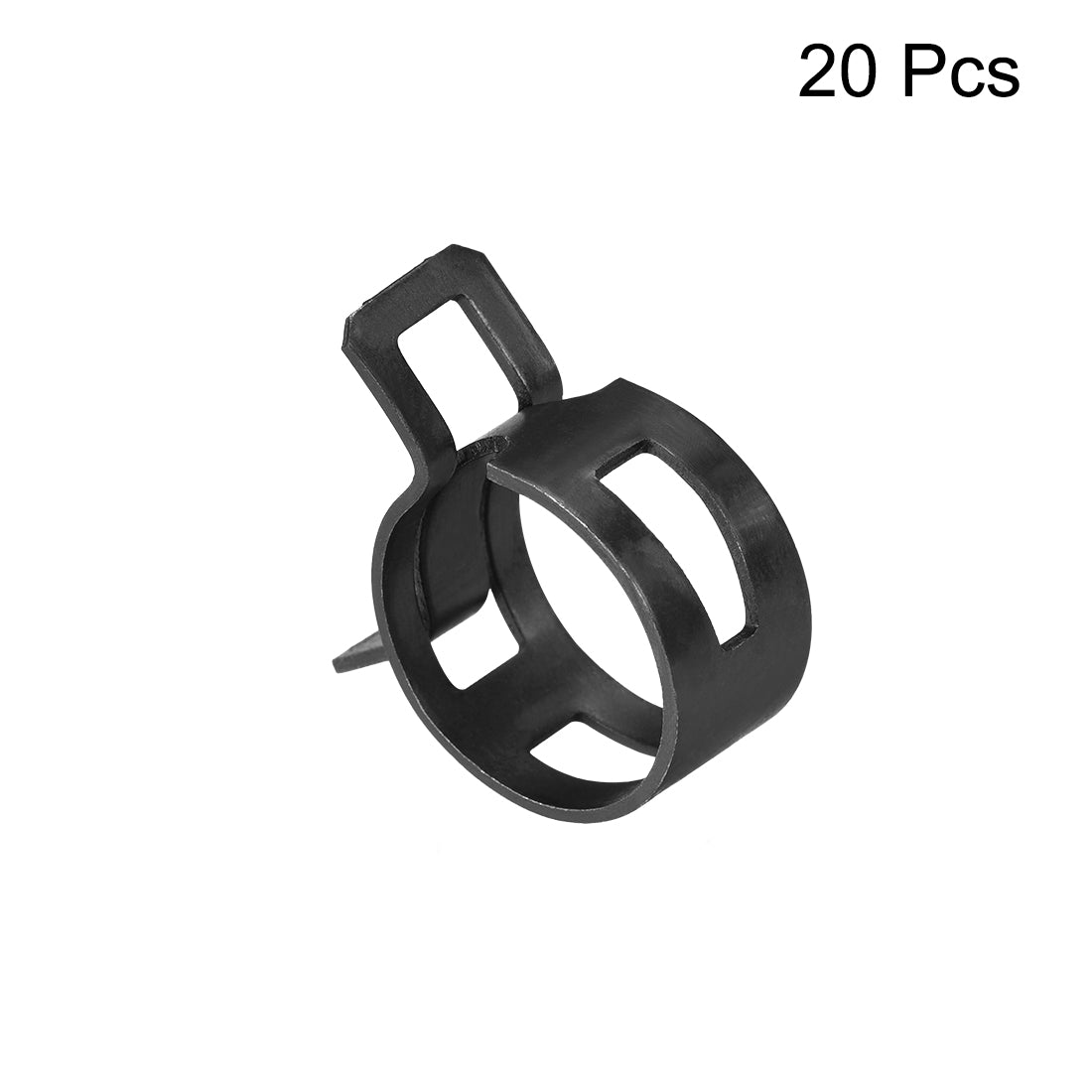 Harfington Steel Band Clamp 20mm for Fuel Line Silicone Hose Tube Spring Clips Clamp Black Manganese Steel 20Pcs