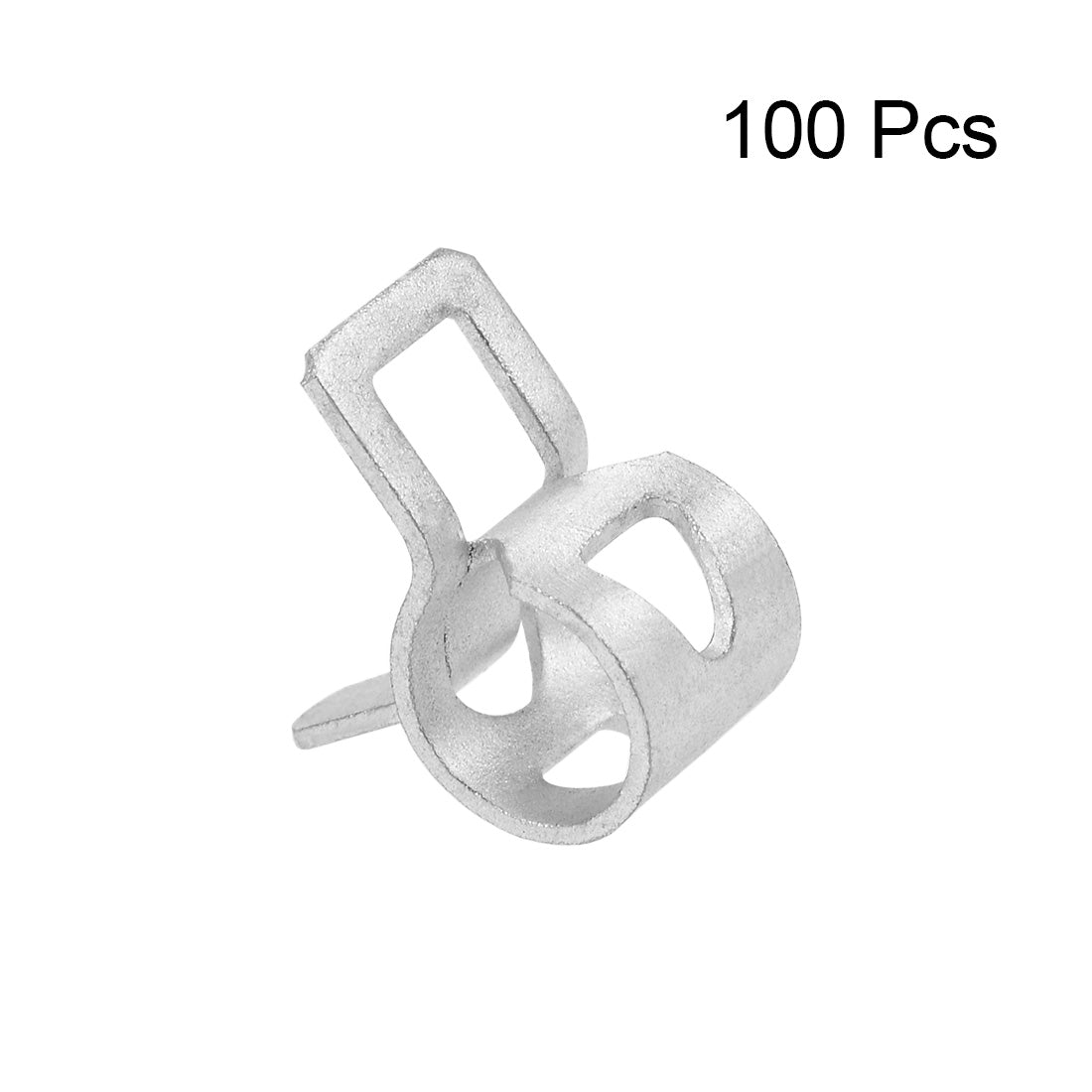 Harfington Steel Band Clamp 7mm for Fuel Line Silicone Hose Tube Spring Clips Clamp Silver Manganese Steel 100Pcs