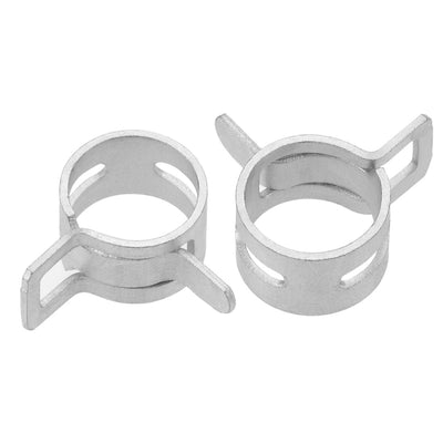 Harfington Steel Band Clamp 11mm for Fuel Line Silicone Hose Tube Spring Clips Clamp Silver Manganese Steel 10Pcs