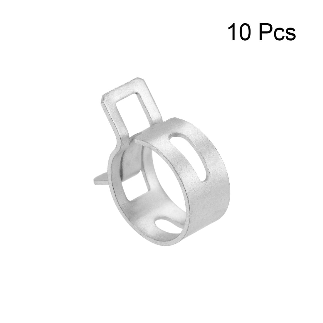 Harfington Steel Band Clamp 14mm for Fuel Line Silicone Hose Tube Spring Clips Clamp Silver Manganese Steel 10Pcs
