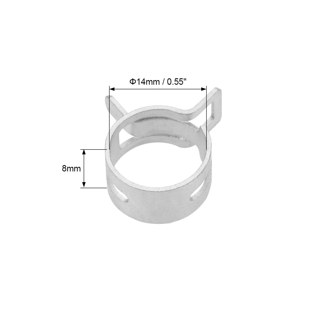 Harfington Steel Band Clamp 14mm for Fuel Line Silicone Hose Tube Spring Clips Clamp Silver Manganese Steel 10Pcs