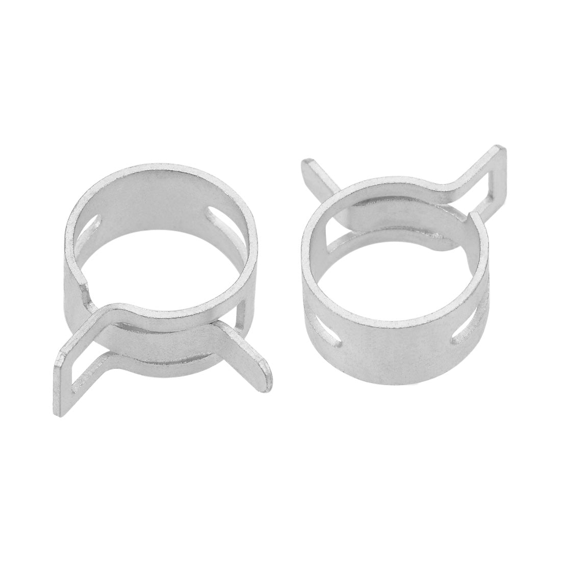 Harfington Steel Band Clamp 14mm for Fuel Line Silicone Hose Tube Spring Clips Clamp Silver Manganese Steel 10Pcs