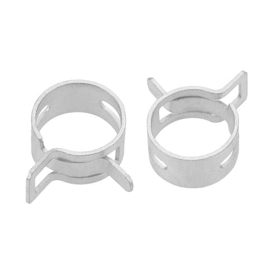 Harfington Steel Band Clamp 14mm for Fuel Line Silicone Hose Tube Spring Clips Clamp Silver Manganese Steel 10Pcs