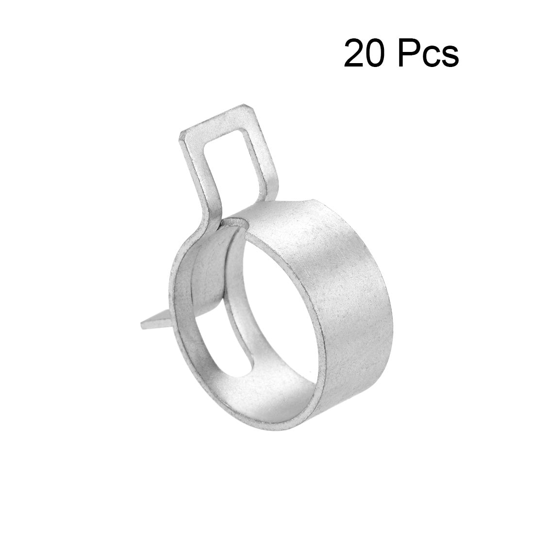 Harfington Steel Band Clamp 24mm for Fuel Line Silicone Hose Tube Spring Clips Clamp Silver Manganese Steel 20Pcs