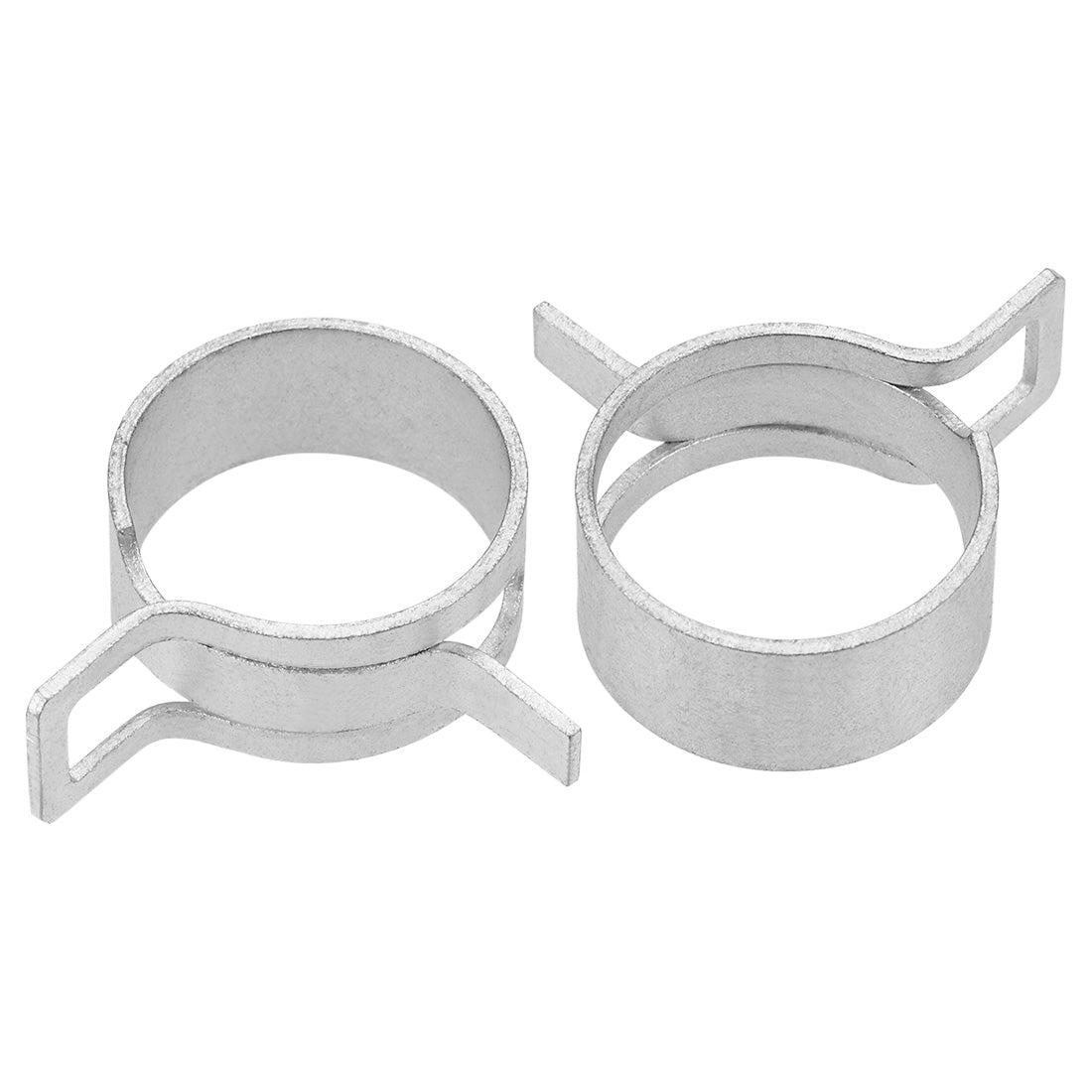 Harfington Steel Band Clamp 24mm for Fuel Line Silicone Hose Tube Spring Clips Clamp Silver Manganese Steel 20Pcs