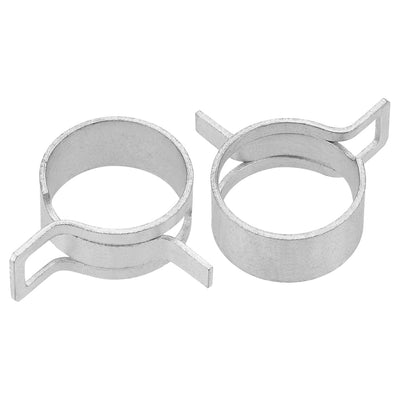 Harfington Steel Band Clamp 24mm for Fuel Line Silicone Hose Tube Spring Clips Clamp Silver Manganese Steel 20Pcs