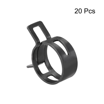 Harfington Steel Band Clamp 23mm for Fuel Line Silicone Hose Tube Spring Clips Clamp Black Manganese Steel 20Pcs
