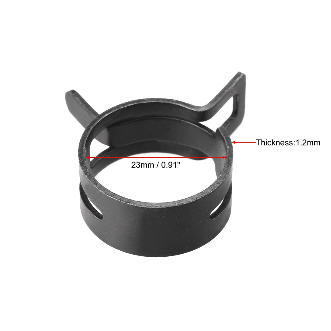 Harfington Steel Band Clamp 23mm for Fuel Line Silicone Hose Tube Spring Clips Clamp Black Manganese Steel 20Pcs