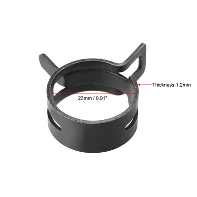 Harfington Steel Band Clamp 23mm for Fuel Line Silicone Hose Tube Spring Clips Clamp Black Manganese Steel 20Pcs