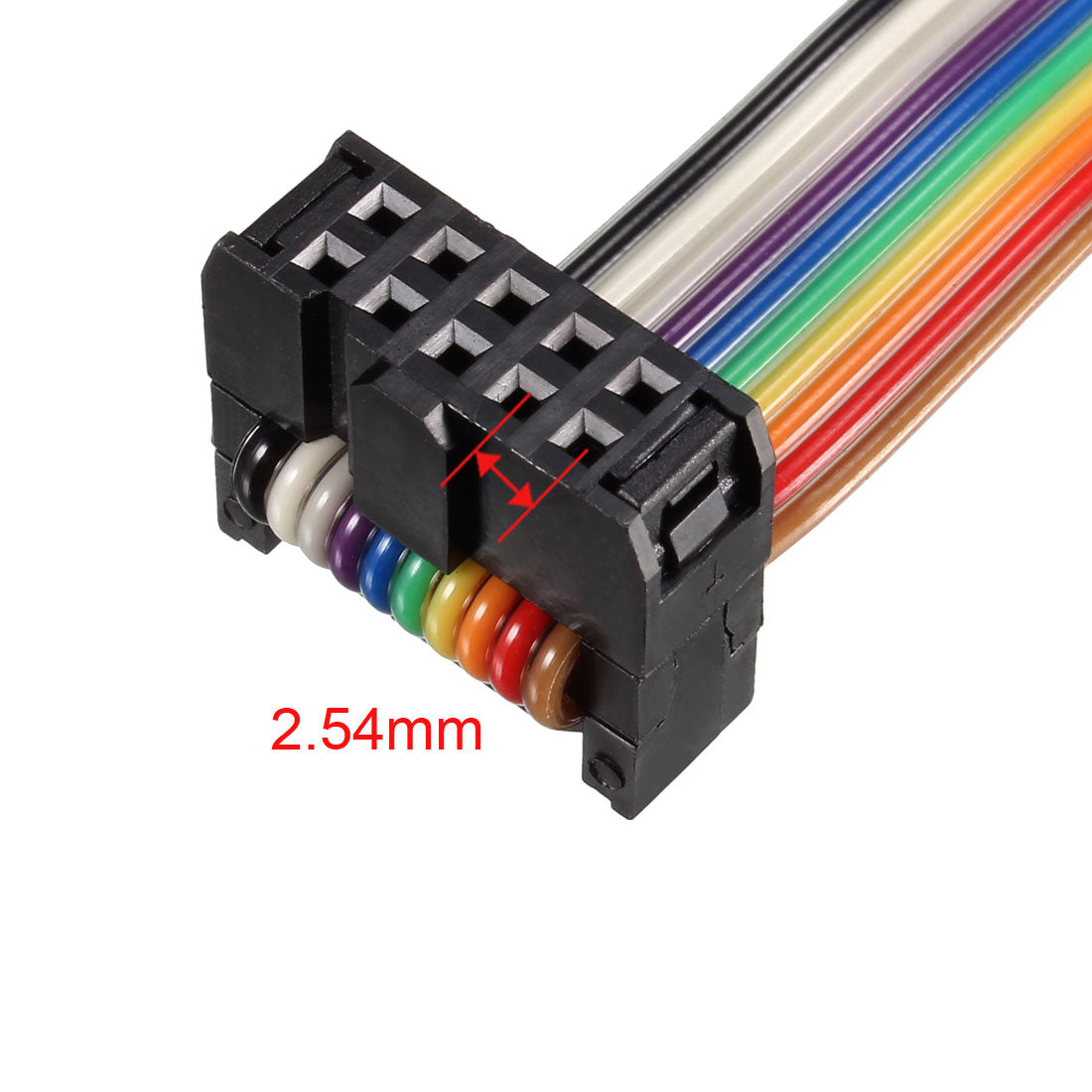 uxcell Uxcell IDC Rainbow Wire Flat Ribbon Cable 10P A-type FC/FC Connector 2.54mm Pitch 1m/39.3inch Length