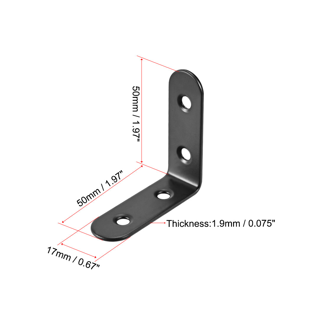 uxcell Uxcell Corner Brace, 50mm x 50mm Stainless Steel Joint Right Angle Bracket Fastener, 8 Pcs
