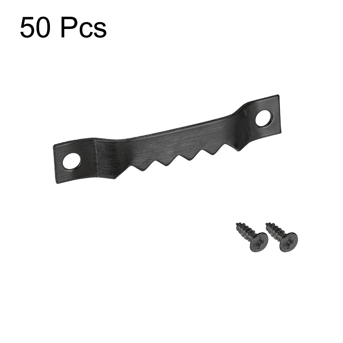 uxcell Uxcell Sawtooth Picture Hangers, 1 3/5 Inch Double Hole with Screws for Frame Hanging, 50 Pcs (Black)