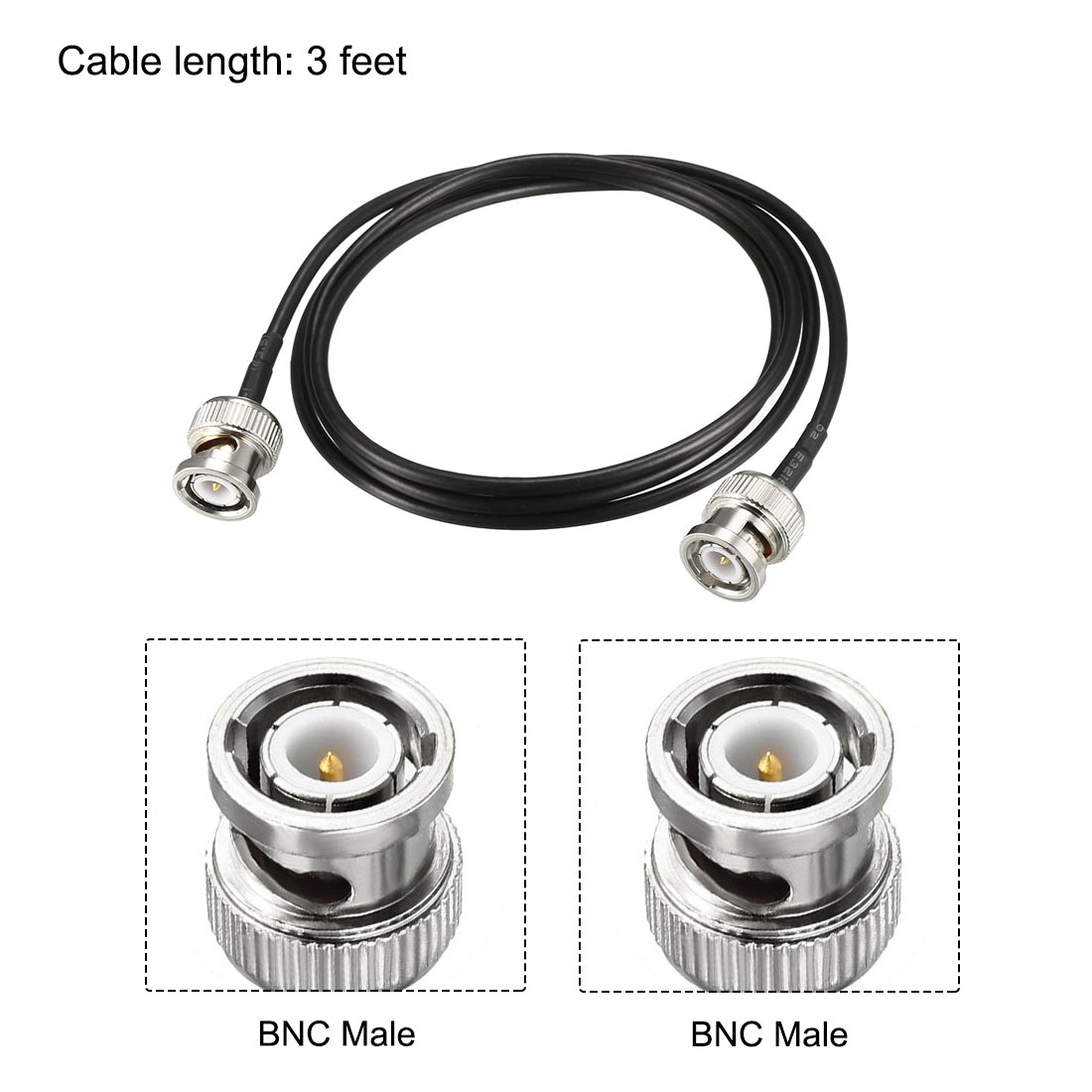 uxcell Uxcell BNC Male to Male Coaxial Jumper Cable 50 ohm 3 feet RG174