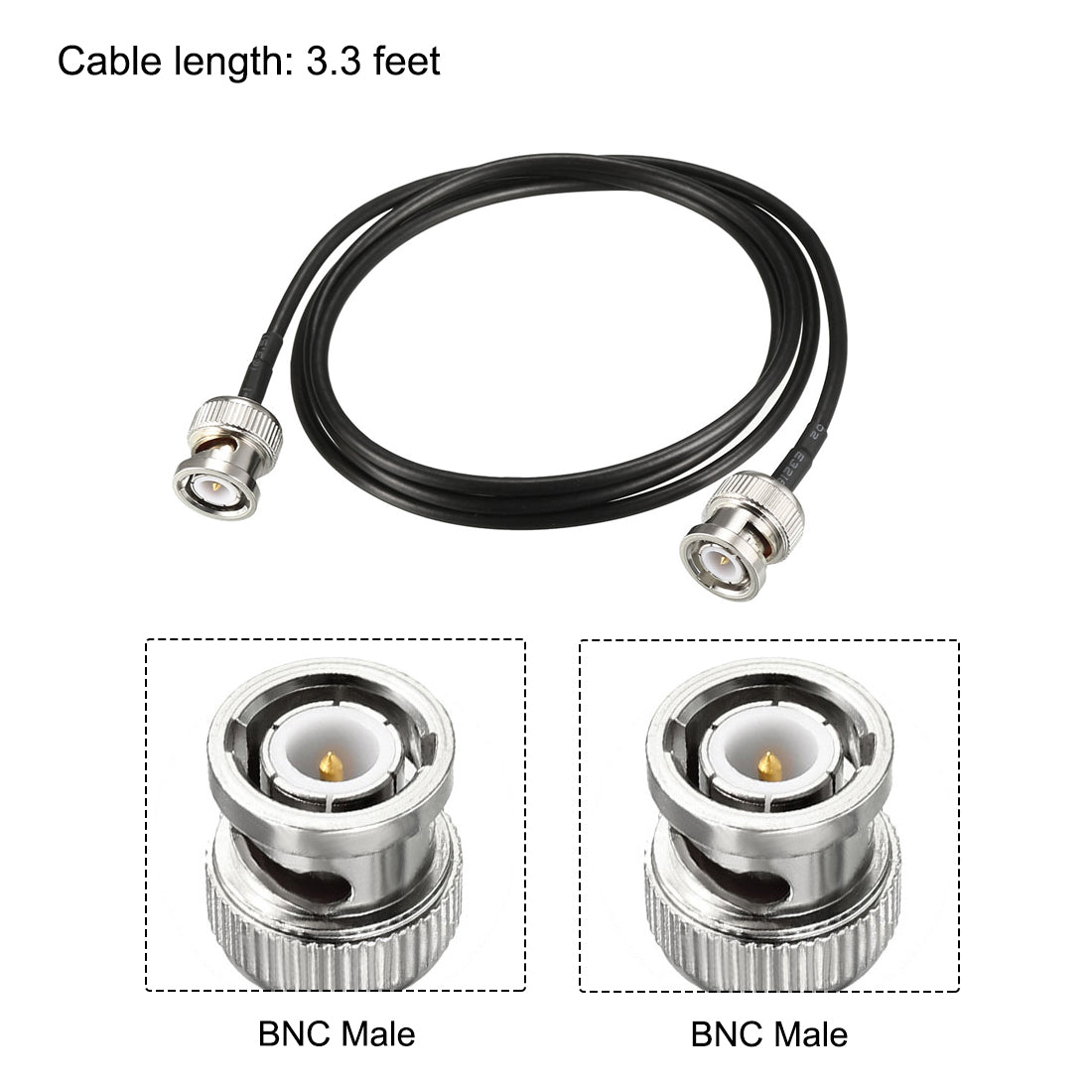 uxcell Uxcell BNC Male to Male Coaxial Jumper Cable 50 ohm 3.3 feet RG174