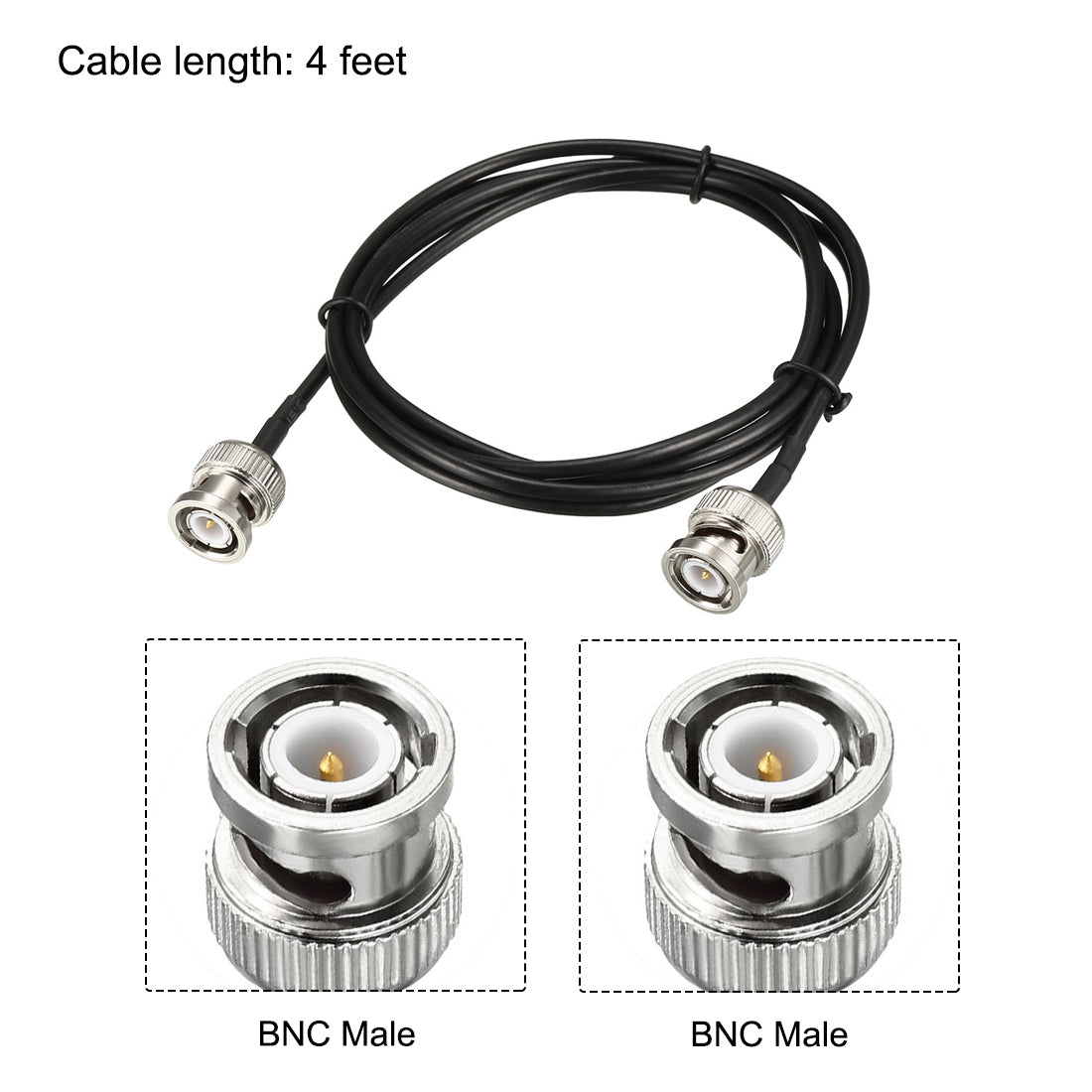 uxcell Uxcell BNC Male to Male Coaxial Jumper Cable 50 ohm 4 feet RG174