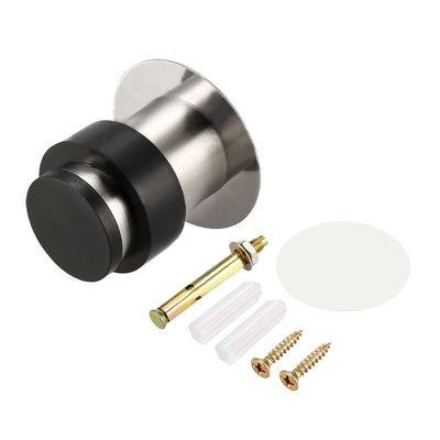 Harfington Uxcell Stainless Steel Door Stopper Cylindrical Floor Mount Brushed, Double-Sided Adhesive Sheets No Need to Drill 50mm Height 2Pcs