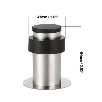 Harfington Stainless Steel Door Stopper Cylindrical Floor Mount Brushed, Double-Sided Adhesive Sheets No Need to Drill, 64mm Height