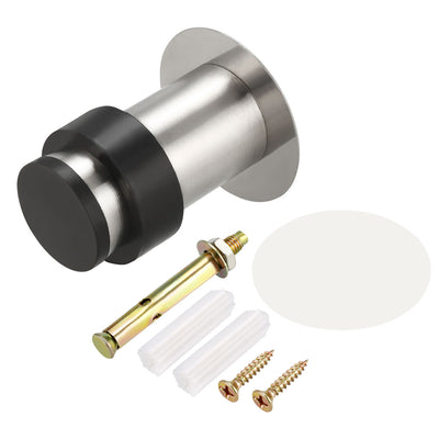 Harfington Stainless Steel Door Stopper Cylindrical Floor Mount Brushed, Double-Sided Adhesive Sheets No Need to Drill, 64mm Height