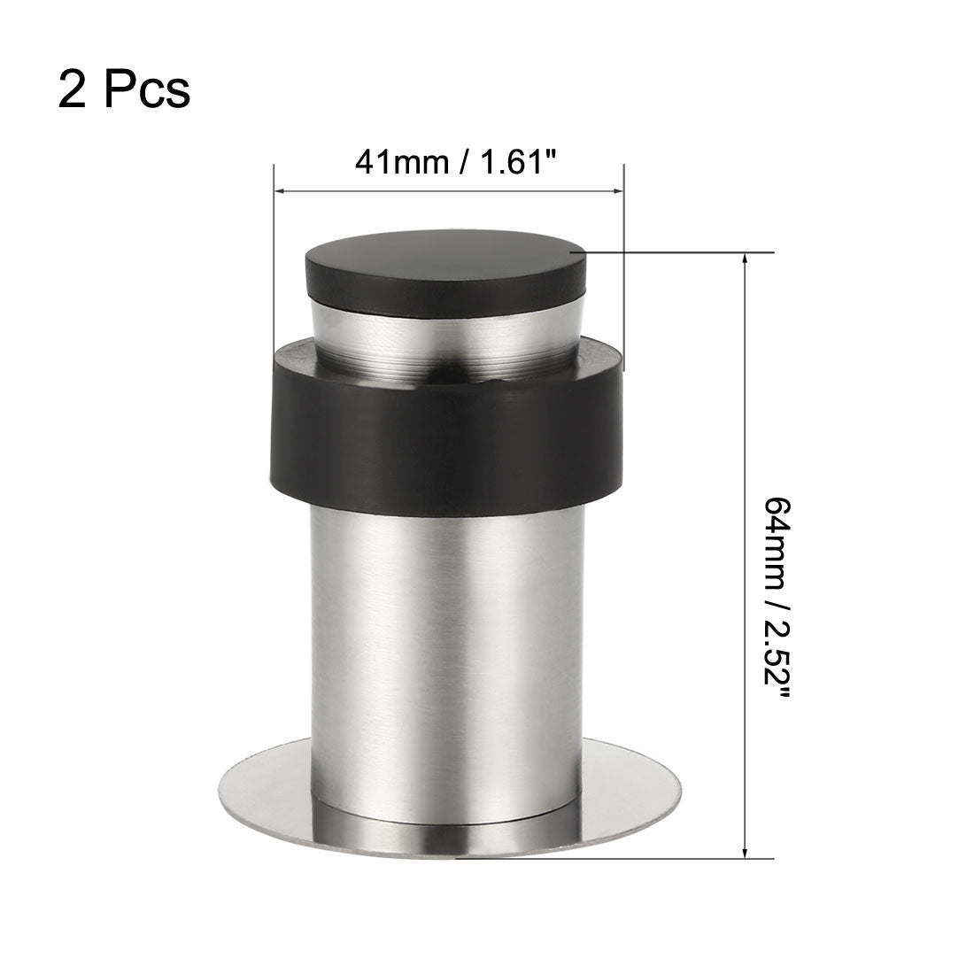 uxcell Uxcell Stainless Steel Door Stopper Cylindrical Floor Mount Brushed, Double-Sided Adhesive Sheets No Need to Drill 64mm Height 2Pcs