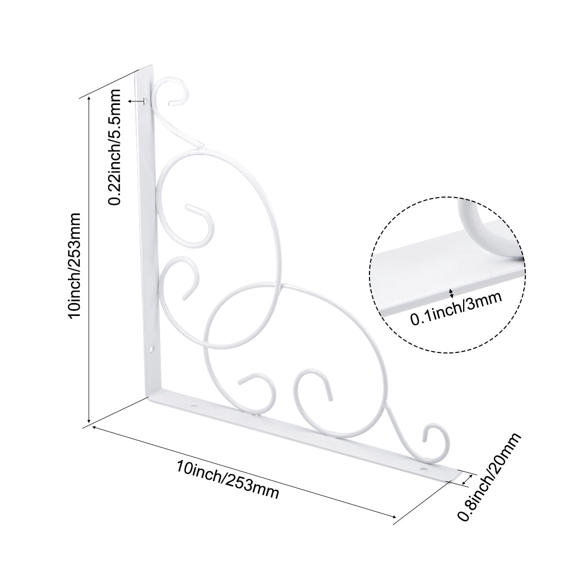 uxcell Uxcell Shelf Bracket 250lbs Heavy-Duty 10-inch x 10-inch Floral Right Angle Brackets 2pcs