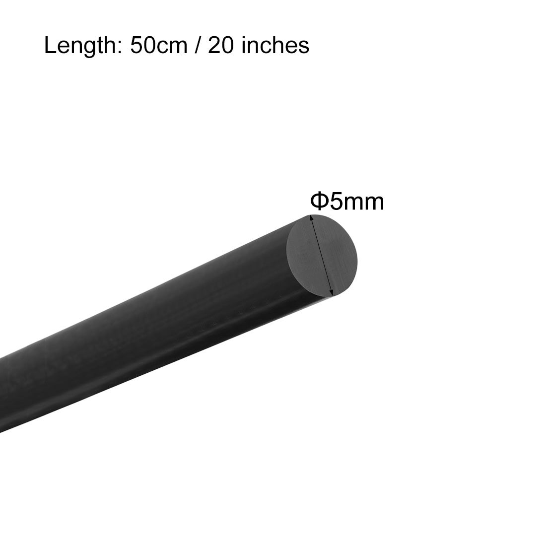 uxcell Uxcell Plastic Round Rod,5mm Dia 50cm Black Engineering Plastic Round Bar 3pcs