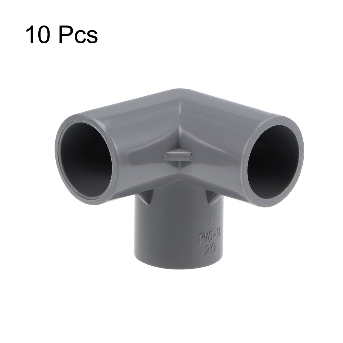 uxcell Uxcell 3-Way Elbow PVC Fitting, 20mm Socket, Tee Corner Fittings Gray 10Pcs