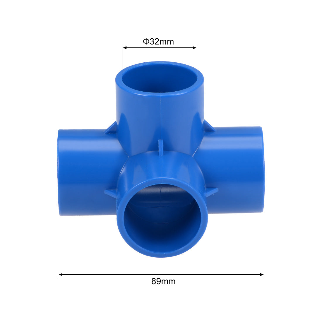 uxcell Uxcell 4 Way 32mm Tee PVC Fitting Elbow - PVC Furniture - PVC Elbow Fittings Blue 2Pcs
