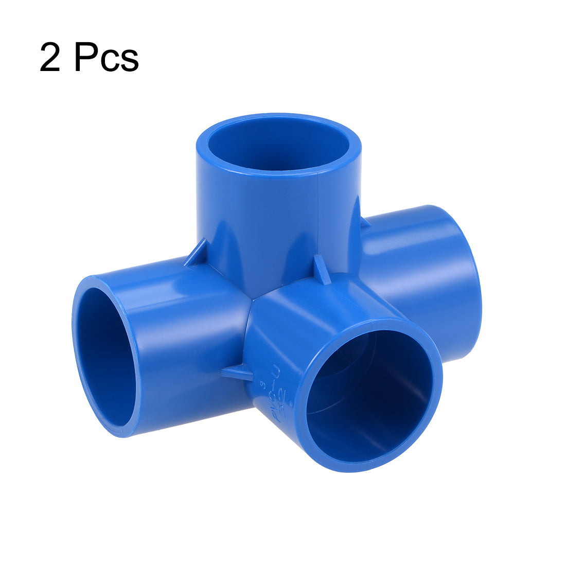 uxcell Uxcell 4 Way 32mm Tee PVC Fitting Elbow - PVC Furniture - PVC Elbow Fittings Blue 2Pcs