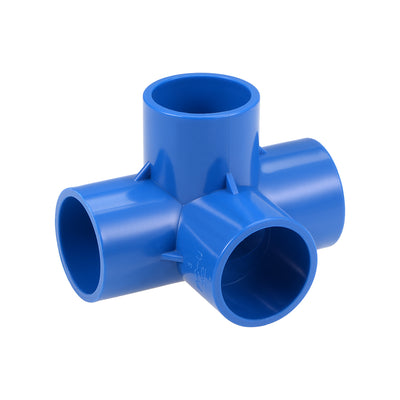 uxcell Uxcell 4 Way 32mm Tee PVC Fitting Elbow - PVC Furniture - PVC Elbow Fittings Blue 2Pcs