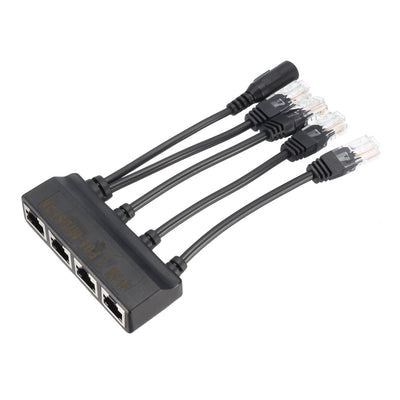 uxcell Uxcell 4 in 1 POE Splitter Power Over Ethernet Midspan Splitter Adapter Black with 5.5x2.1mm DC Connector