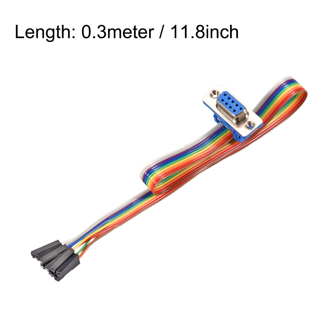 uxcell Uxcell IDC Rainbow Wire Flat Ribbon Cable DB9 Female to 9P Connector 2.54mm Pitch 11.8inch Length