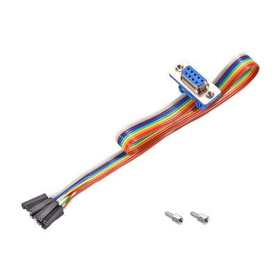 Harfington Uxcell IDC Rainbow Wire Flat Ribbon Cable DB9 Female to 9P Connector 2.54mm Pitch 11.8inch Length