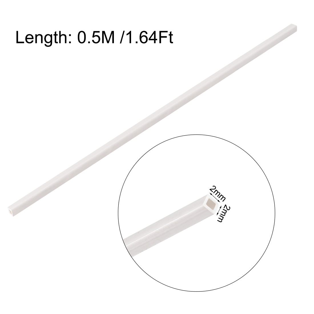 Harfington ABS Model Square Tubing,2mm x 2mm,0.5M/1.64Ft Length,for Architectural Model Layout Making Materials,10pcs