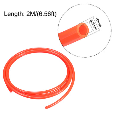 Harfington Pneumatic Hose Tubing,10mm OD 6.5mm ID,Polyurethane PU Air Hose Pipe Tube,2 Meter 6.56ft,Red