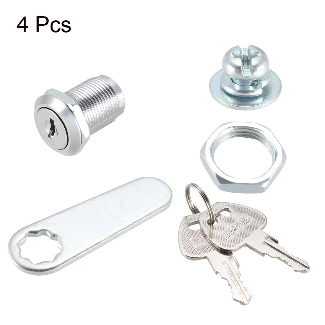 Harfington Cam Locks 25mm Cylinder Length Fits Max 5/8-inch Panel Keyed Different 4Pcs