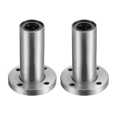 Harfington Uxcell 12mm Linear Ball Bearings LM12UU Extra Long Round Flange LMF12LUU, 12mm Bore, 21mm OD, 57mm Length 2pcs