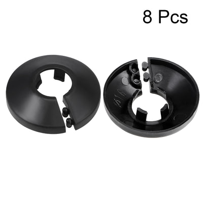 Harfington 16mm Pipe Cover Decoration PP Plastic Water Pipe Escutcheon Black 8pcs