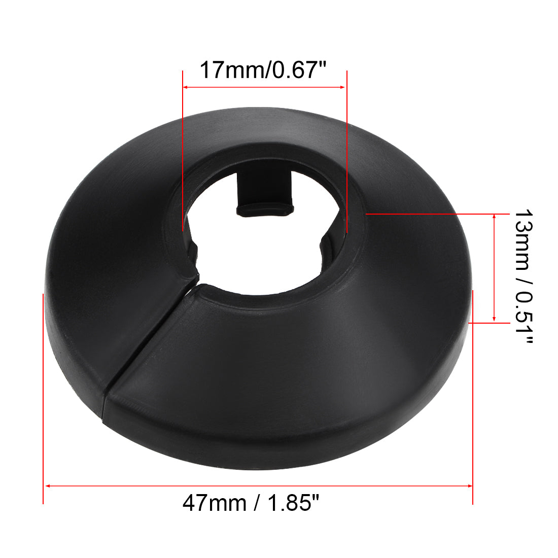 Harfington 16mm Pipe Cover Decoration PP Plastic Water Pipe Escutcheon Black 8pcs