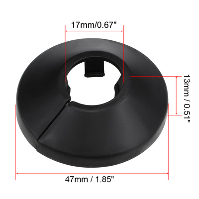 Harfington 16mm Pipe Cover Decoration PP Plastic Water Pipe Escutcheon Black 8pcs