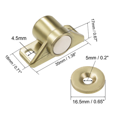 Harfington Cabinet Door Magnetic Latch Catch Zinc Alloy with Screws Gold Tone 4pcs