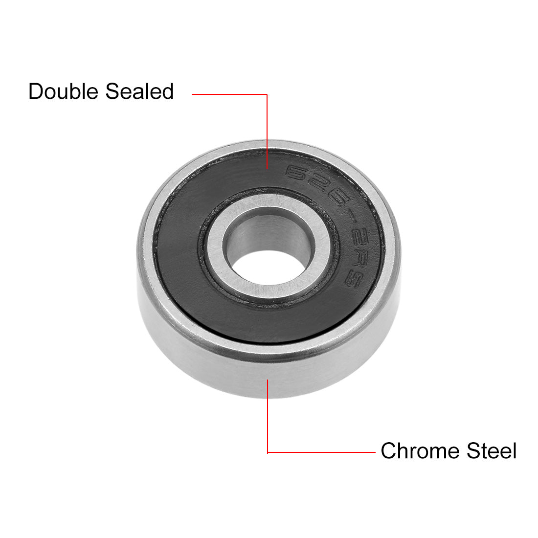 Harfington 626-2RS Ball Bearing 6mmx19mmx6mm Double Sealed ABEC-1 Bearings