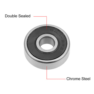 Harfington 626-2RS Ball Bearing 6mmx19mmx6mm Double Sealed ABEC-1 Bearings