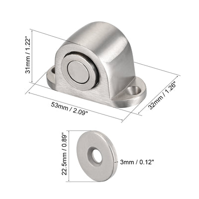 Harfington Uxcell Magnetic Door Stop Catch Brushed Door Stopper Floor Mount Zinc Alloy Silver Tone 3pcs