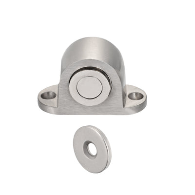 Harfington Uxcell Magnetic Door Stop Catch Brushed Door Stopper Floor Mount Zinc Alloy Silver Tone 3pcs