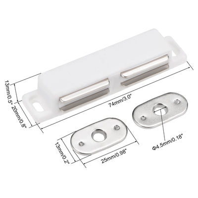Harfington Uxcell Double Magnetic Latches Catch for Cabinet Door Cupboard 3" Long White