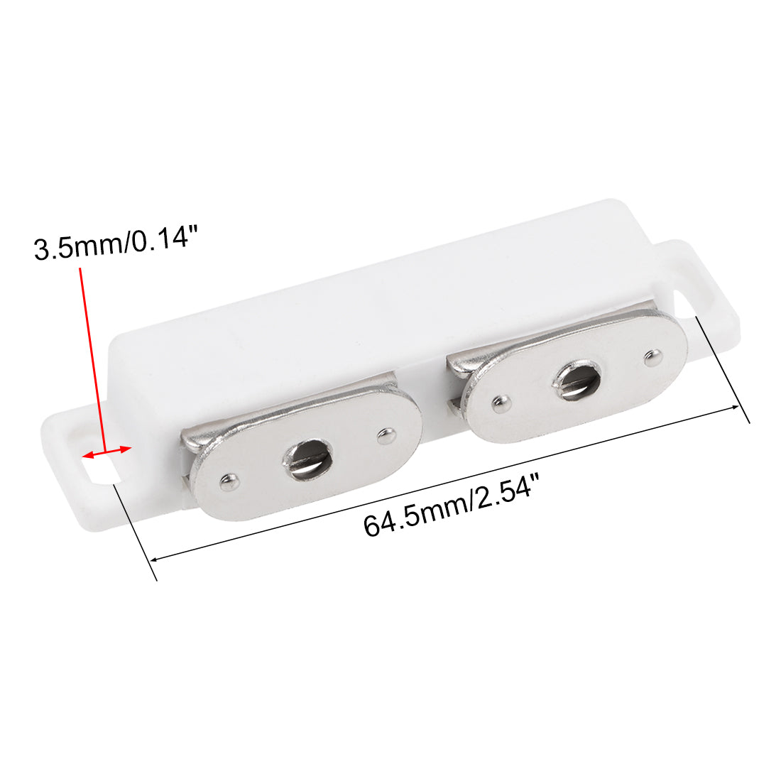 uxcell Uxcell Double Magnetic Latches Catch for Cabinet Door Cupboard 3" Long White