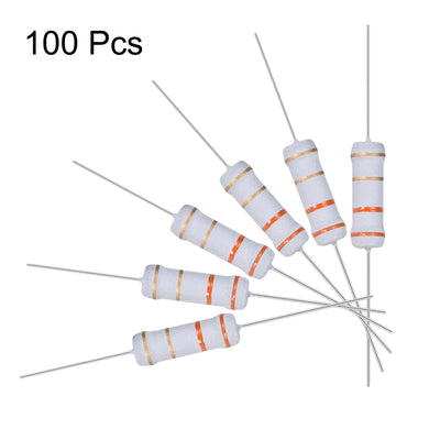Harfington Uxcell 100pcs 2W 2 Watt Metal Oxide Film Resistor Axile Lead 3.3 Ohm ±5% Tolerance